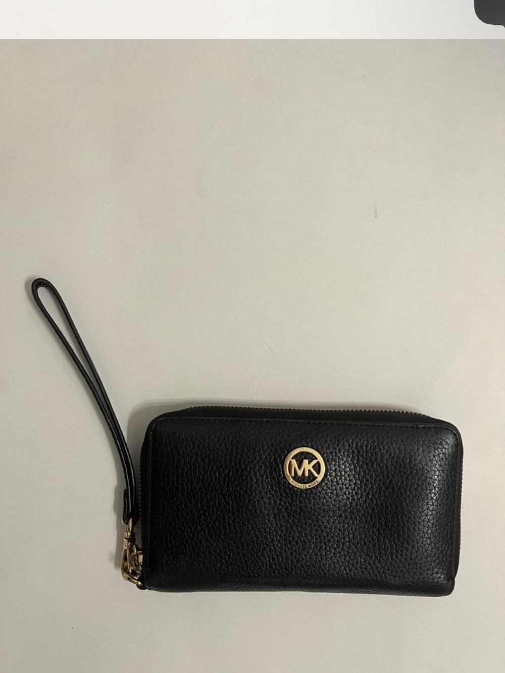 Michael Kors Black Pebble Leather Zip Wristlet